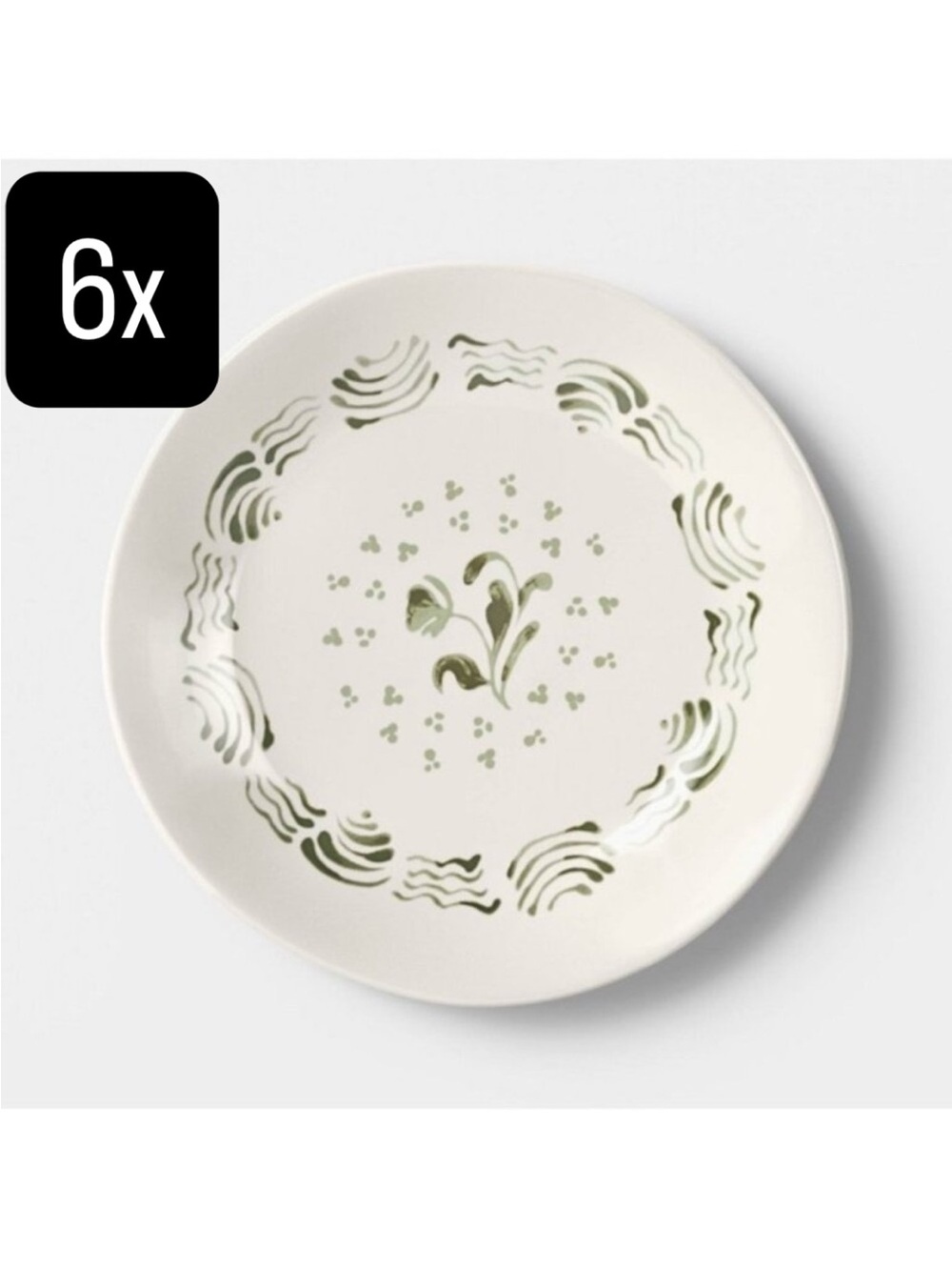 (Set of 6) Stoneware Aralia Floral Spring Salad Plates - Threshold